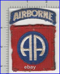 Off Uniform WW 2 US Army 82nd Airborne Ribbed Weave Patch & Tab Inv# K4377
