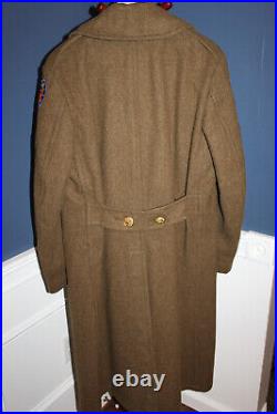 Original Early WW2 U. S. Army 20th AAF S/SGT Patched OD Wool Overcoat 1940 d