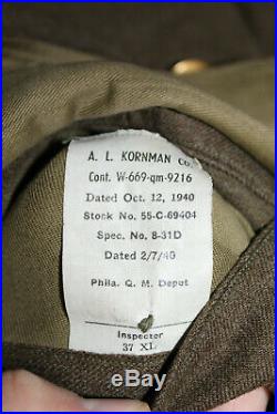 Original Pre WW2 U. S. Army 37th I. D. Patched Uniform Jacket, Lg Size & 1940 d