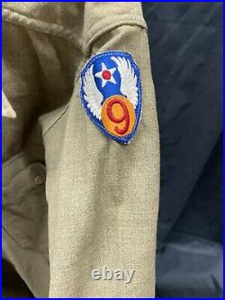 Original U. S. Army WW2 Ike Jacket 9th Air Force with Shirt, Patches & Pins WWII
