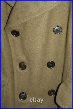 Original WW2 British Made U. S. Army 9th AAF Patched OD Wool Overcoat withTag