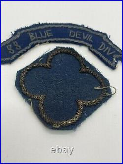 Original WW2 US Army 88th Infantry Division Bullion Patch With Blue Devil Tab