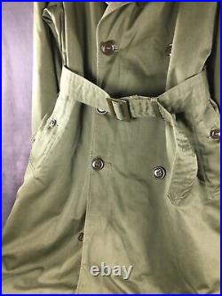 Original WW2 US Army Officers Double Breasted Overcoat Long Coat w Patches WWII