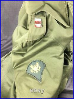 Original WW2 US Army Officers Double Breasted Overcoat Long Coat w Patches WWII