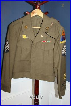 Original WW2 U. S. Army 3rd Armored Div. Patched Uniform Ike Jacket 1944 d. WithHat