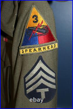 Original WW2 U. S. Army 3rd Armored Div. Patched Uniform Ike Jacket 1944 d. WithHat