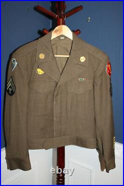 Original WW2 U. S. Army 63rd & 36th I. D. Patched Uniform Ike Jacket, 1944 d