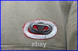 Original WW2 U. S. Army 82nd Airborne Patched Khaki Uniform Shirt withOval & Wings