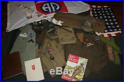 Original WW2 U. S. Army Airborne Patched Khaki Overseas Hat, 1943 d. WithGI Stamps