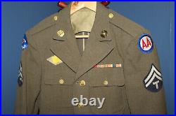 Original WW2 U. S. Army Anti Aircraft & Pacific Ocean Patched Uniform Jacket 1942