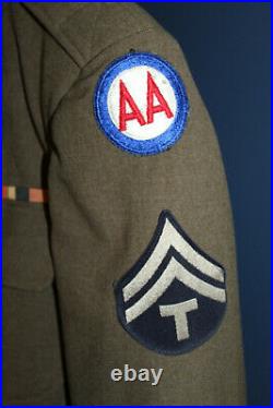 Original WW2 U. S. Army Anti Aircraft & Pacific Ocean Patched Uniform Jacket 1942