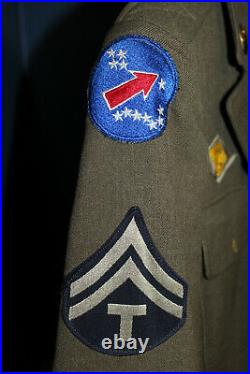 Original WW2 U. S. Army Anti Aircraft & Pacific Ocean Patched Uniform Jacket 1942