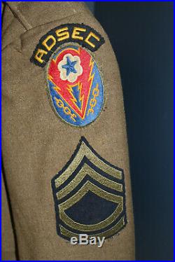 Original WW2 U. S. Army ETO ADSEC & 1st Army Patched Ike Jacket, 1944 d