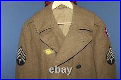 Original WW2 U. S. Army Military Dist. Of Washington Patched Wool Overcoat 1942d