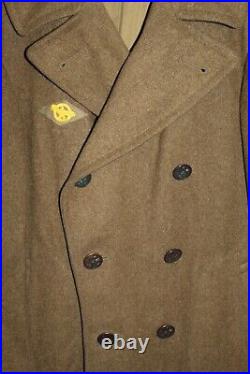 Original WW2 U. S. Army Military Dist. Of Washington Patched Wool Overcoat 1942d