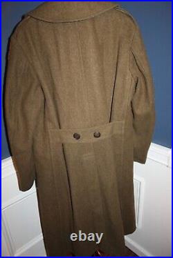 Original WW2 U. S. Army Military Dist. Of Washington Patched Wool Overcoat 1942d