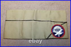 Original WW2 U. S. Army Officers Airborne Patched Khaki Overseas Hat with2nd Lt Pin