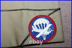 Original WW2 U. S. Army Officers Airborne Patched Khaki Overseas Hat with2nd Lt Pin