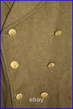 Original WW2 U. S. Army Replacement & School Command Patched OD Wool Overcoat