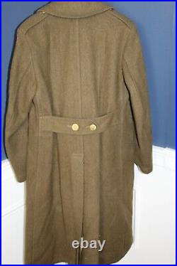 Original WW2 U. S. Army Replacement & School Command Patched OD Wool Overcoat