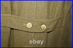 Original WW2 U. S. Army Replacement & School Command Patched OD Wool Overcoat