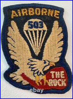 Original WWII US Army 503rd IInfantry Parachute Regiment Pocket Patch The Rock