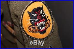 Original WWII US Army Tank Destroyer jacket 4 pocket tunic twill patch WB ribbon