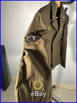 Original WWII US Military Ike Jacket 1st Army Patches Uniform Wool Size 36R