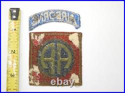 Original WWIl US Army 82nd Airborne Division GREENBACK Patch & Tab AB34