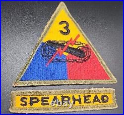 Original Ww2 Us Army 3rd Armored Division Spearhead Snow Back Cut Edge Patch