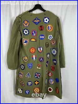 Original Wwii US Army Jacket Liner Covered Patches Patchwork Blanket