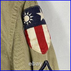 Original Wwii US Army Patched Tropical Shirt Theatre Made Cloth CBI Patch