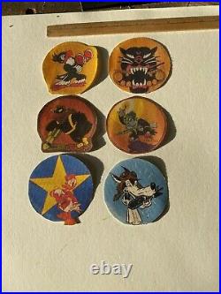 Original lot of 6 ww11 u. S army air corp squadron insignia cartoon characters