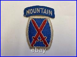 PK3071 WW2 US Army Patch And Sewn On Tab 10th Mountain Division 1pc L1D