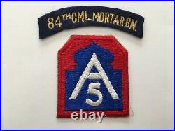 Pk112 Original WW2 US Army 84th Chemical Mortar Battalion Patch and Tab WB11