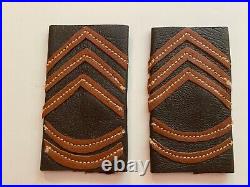 Pk515 Original WW2 US Army Pair Of CBI NCO Shoulder Rank Leather Slip On WB11