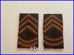 Pk515 Original WW2 US Army Pair Of CBI NCO Shoulder Rank Leather Slip On WB11