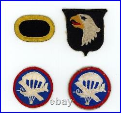 Post WW2 WWII US Army 101st SSI, 2x glider, and FE 509th Oval German Made