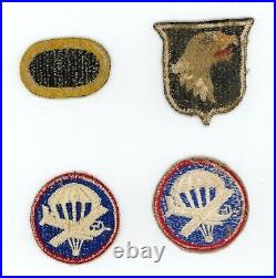 Post WW2 WWII US Army 101st SSI, 2x glider, and FE 509th Oval German Made