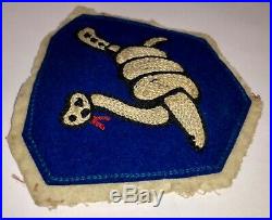 RARE Early WWII US Army 158th Regimental Combat Team Bushmaster Patch & Dogtags