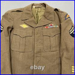 RARE WWII U. S. Army Ike Jacket 7th Army Patch Technician 5th Grade Ribbons