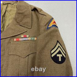 RARE WWII U. S. Army Ike Jacket 7th Army Patch Technician 5th Grade Ribbons