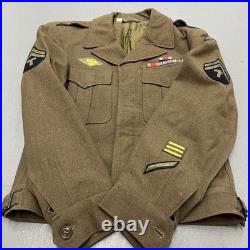 RARE WWII U. S. Army Ike Jacket 7th Army Patch Technician 5th Grade Ribbons