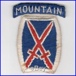 Rare Theater Made US Army 10th Mountain Division Patch with Attached Tab Inv# F607
