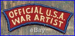 Rare WW2 Official U. S. A. War Artist US ARMY MILITARY Tab British Made Patch