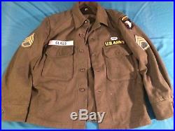 Rare WW2 US Army 101st Airborne Eagle Paratrooper Wool Shirt With Patches Nice
