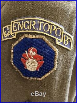 Rare WWII 64th Engineer Topographic Battalion Patch Tab Tunic Japanese US Army
