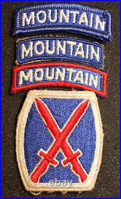 Rare WWII era 10th Mountain Division US Army color shoulder patch flat cut edge