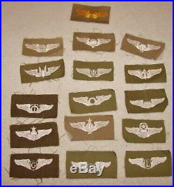 Rare lot of 16 WWII US Army Air Corps Wings Patches Glider, Liaison, Balloon +