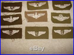 Rare lot of 16 WWII US Army Air Corps Wings Patches Glider, Liaison, Balloon +